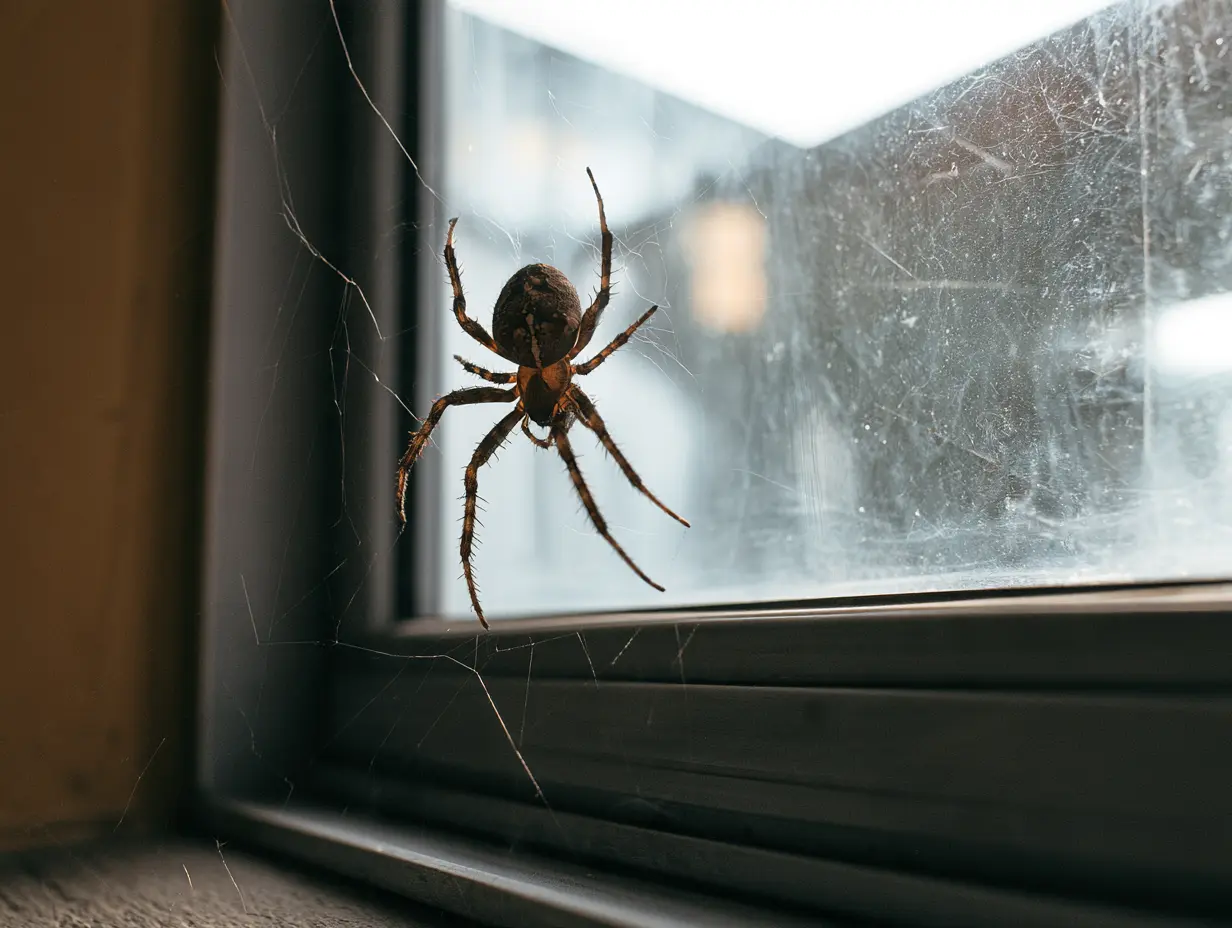 Spider on a window frame